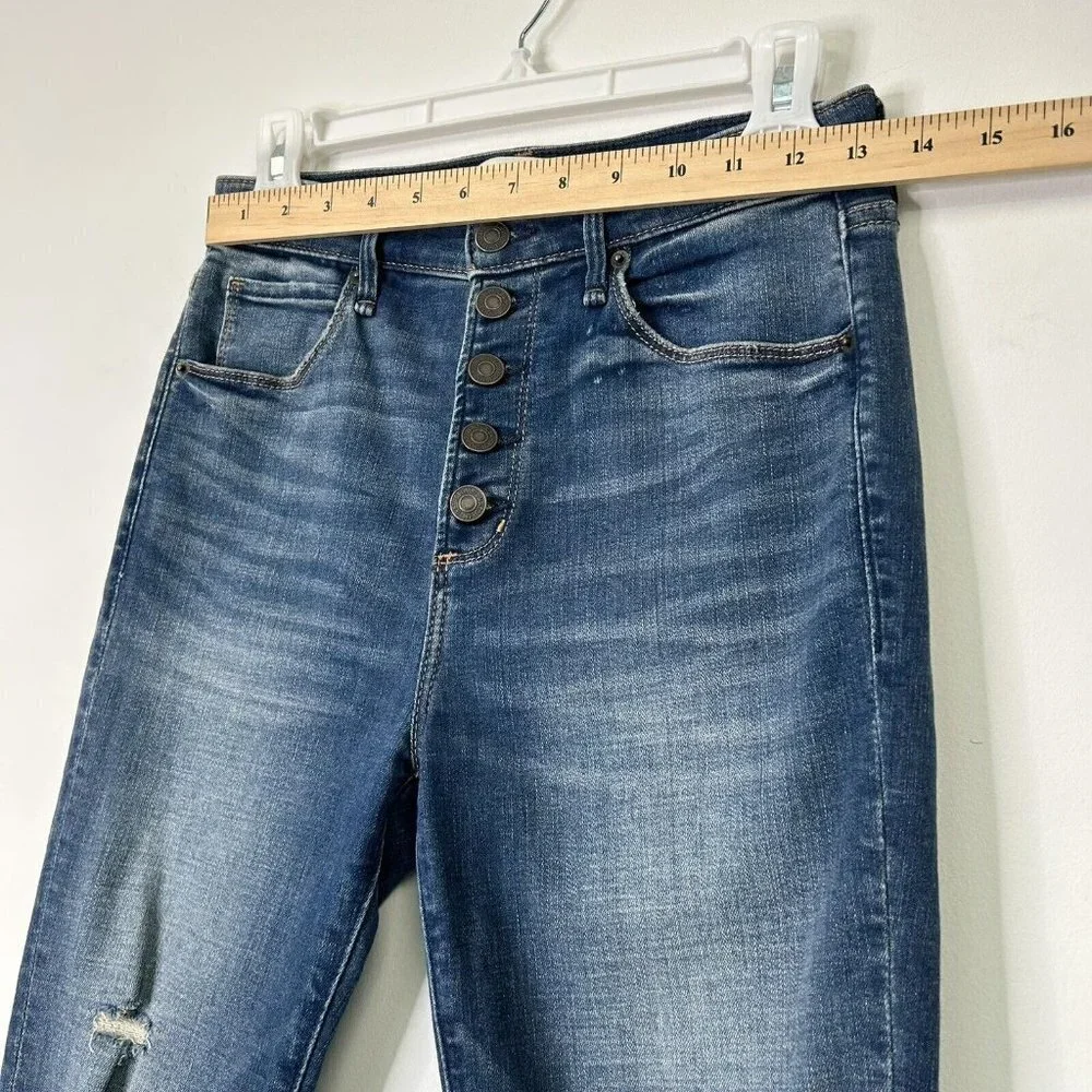 Abercrombie Fitch Super‎ Skinny High Rise Jeans Womens Size 27 Chewed Hem